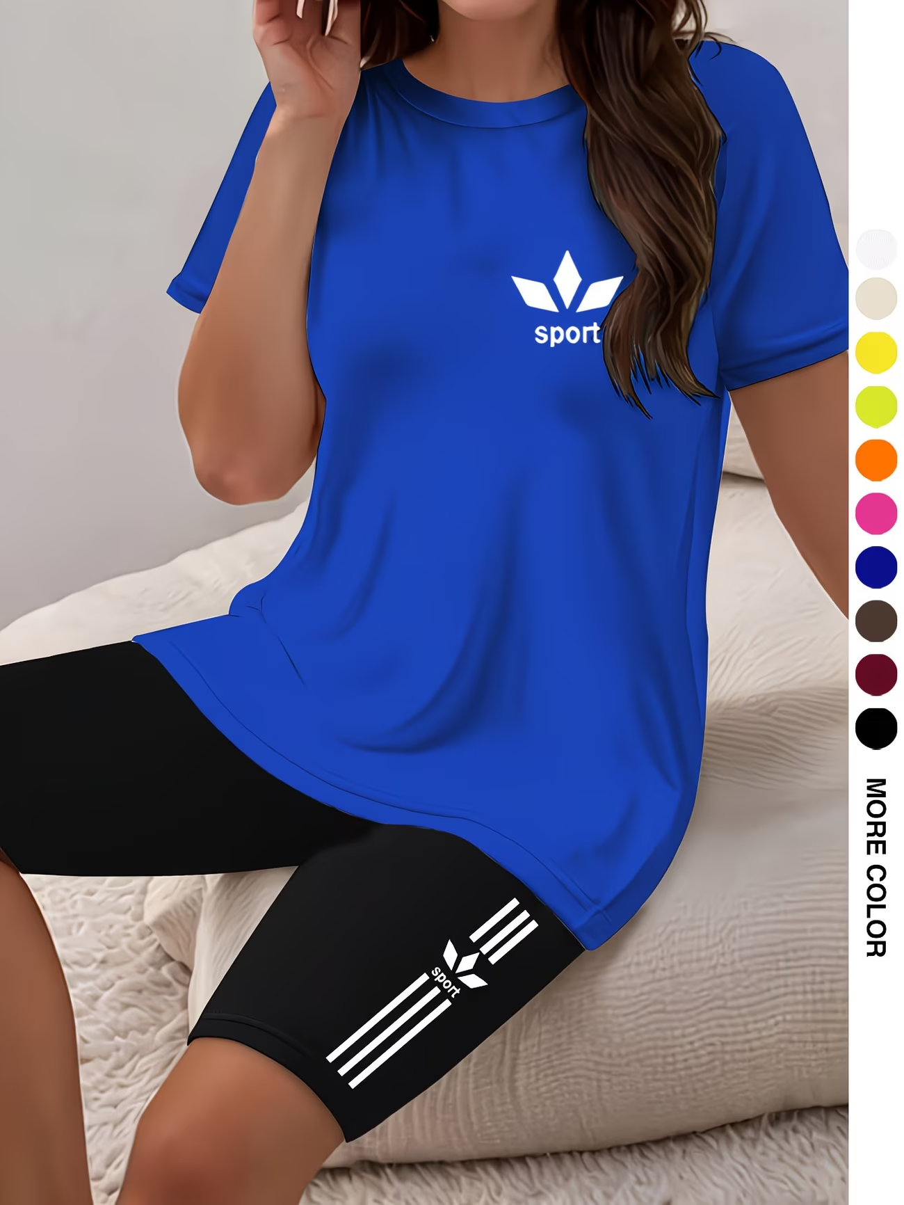 ⏰ Dernier jour : 50 % de réduction ! 🔥 – Ensemble de sport femme avec t-shirt et short cycliste pour l’été