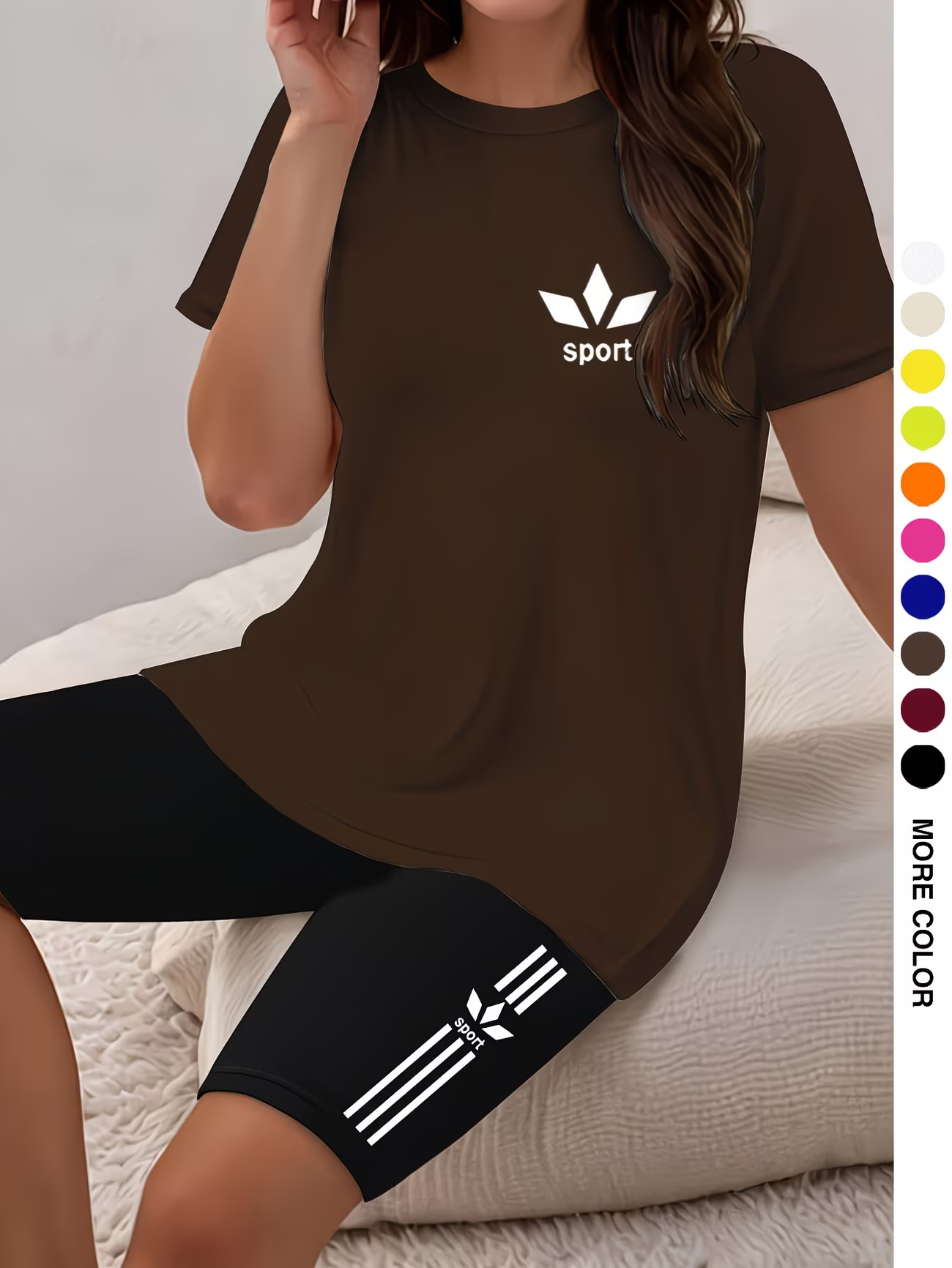⏰ Dernier jour : 50 % de réduction ! 🔥 – Ensemble de sport femme avec t-shirt et short cycliste pour l’été