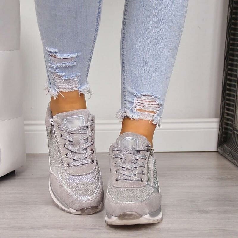 Dames Wedges Ronde Neus Casual Sneakers, Comfortabele Orthopedische Wandelschoenen