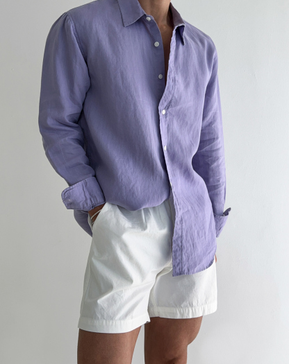 Chemise en lin unie simple pour l'été