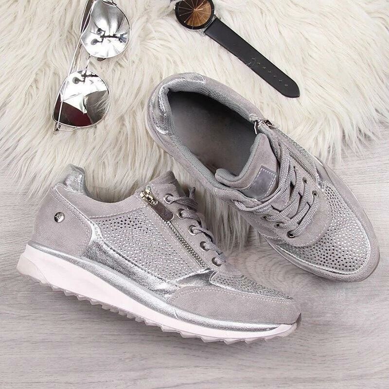 Vrouwen Wedges Ronde Neus Casual Sneakers, Comfortabele Orthopedische Wandelschoenen