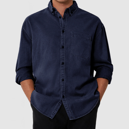 Chemise Décontractée Pour Homme En Coton Lavé Premium Avec Poche