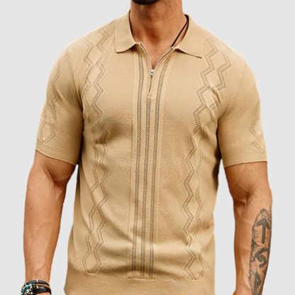Herenpolo met casual geometrisch patchworkpatroon