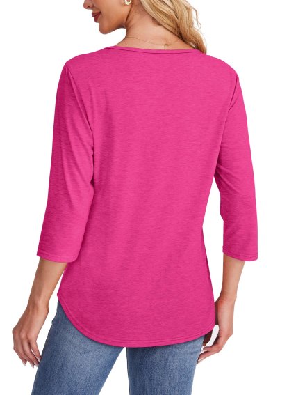 NIEUWE AANBIEDING 🔥 Dames top 2025 met 3/4 mouwen en plooien aan de voorkant – T-shirt stijl