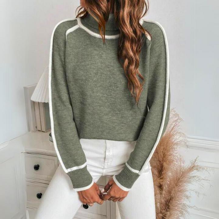 EVELYN - PULL EN MAILLE LUXE VERT OLIVE