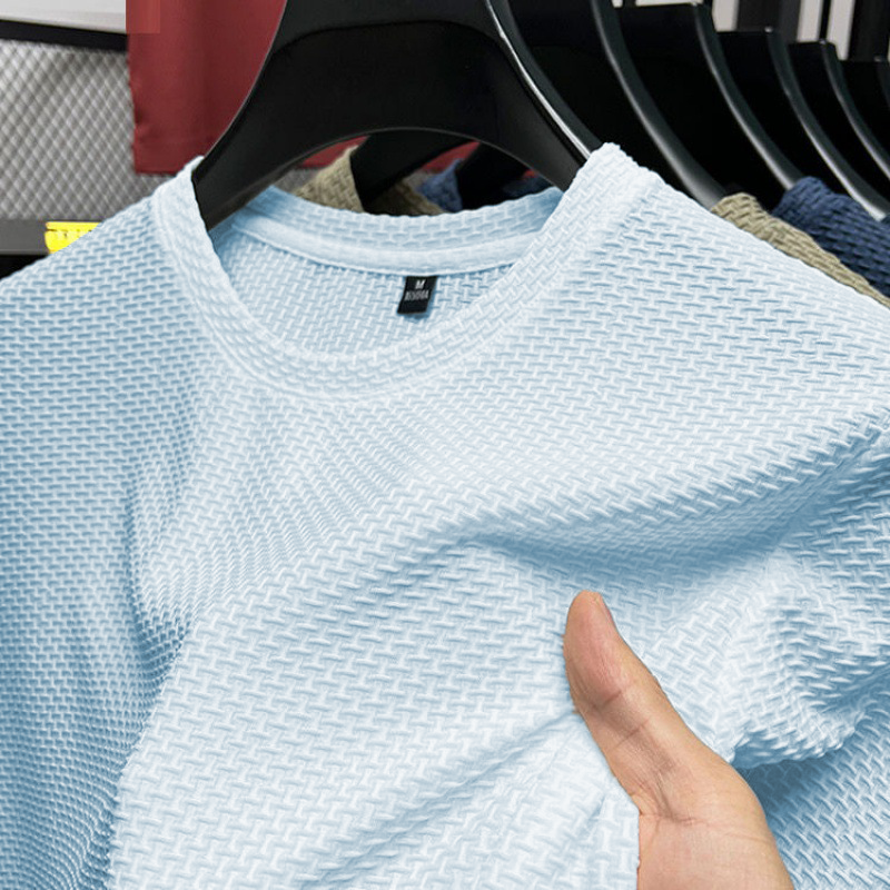 Comfortabele en ademende zomer T-shirt voor mannen van mesh, met korte mouwen en een ronde hals