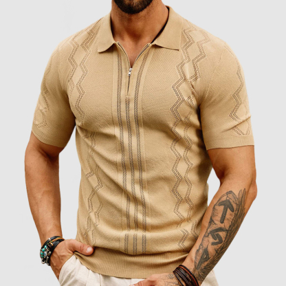 Herenpolo met casual geometrisch patchworkpatroon