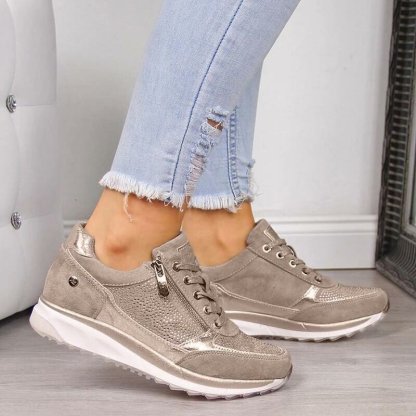 Vrouwen Wedges Ronde Neus Casual Sneakers, Comfortabele Orthopedische Wandelschoenen