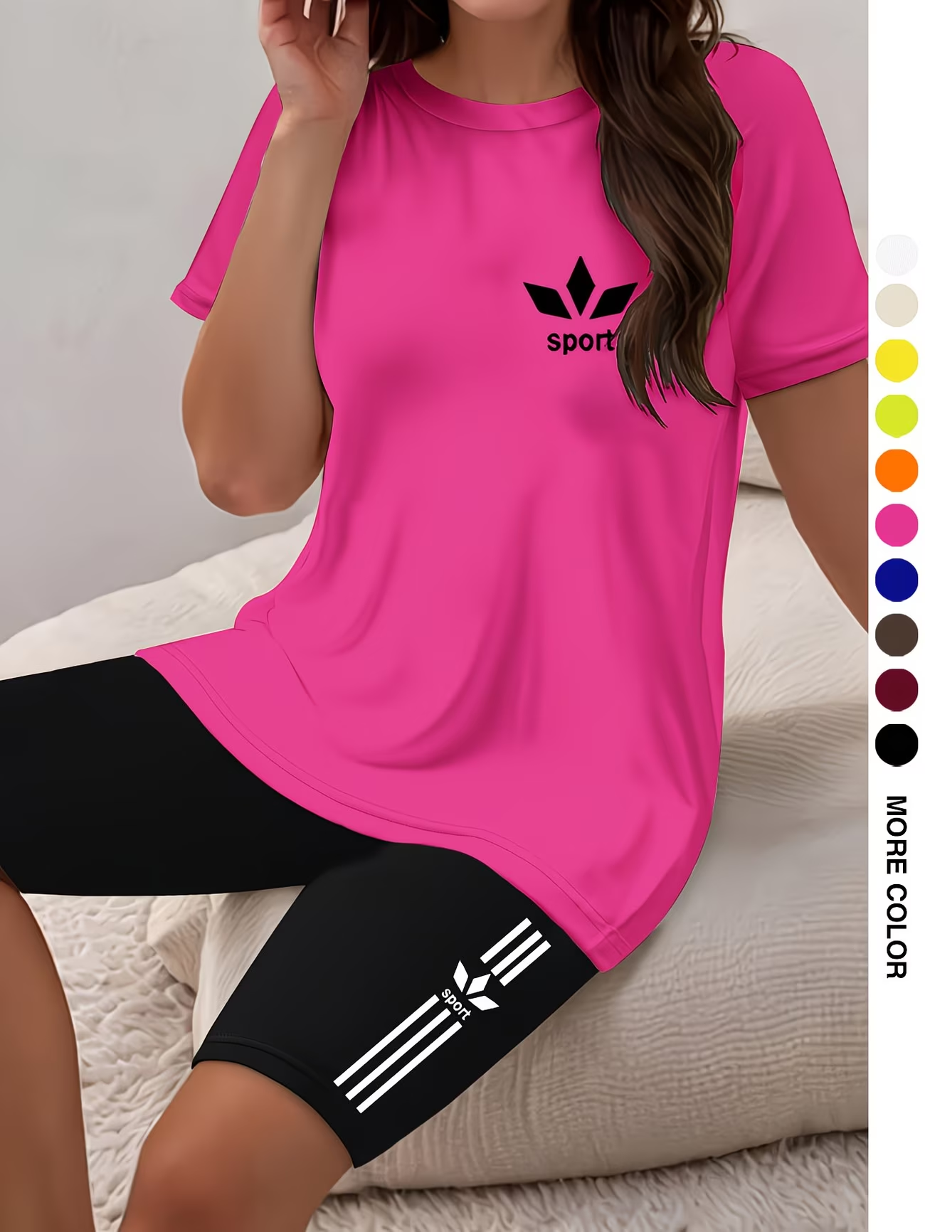⏰ Dernier jour : 50 % de réduction ! 🔥 – Ensemble de sport femme avec t-shirt et short cycliste pour l’été