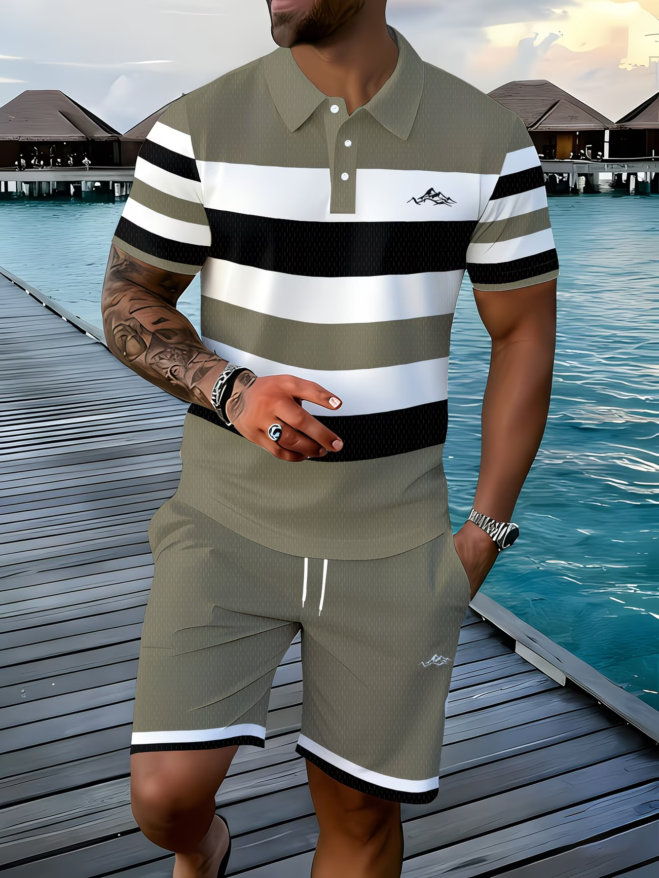 ⏰ Dernier jour : 50 % de réduction ! 🔥 Ensemble polo et short pour homme, idéal pour l’été