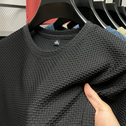 Comfortabele en ademende zomer T-shirt voor mannen van mesh, met korte mouwen en een ronde hals