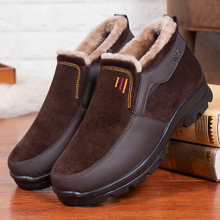 Men's Winter Fleece Waterproof Warm Non-Slip Orthopedic Shoes Snow Ankle Boots (Medical Certification)