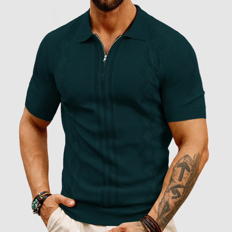 Herenpolo met casual geometrisch patchworkpatroon
