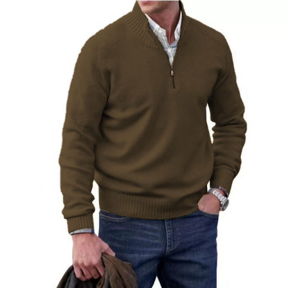 Pull met rits van kasjmier voor heren, casual stijl, winter