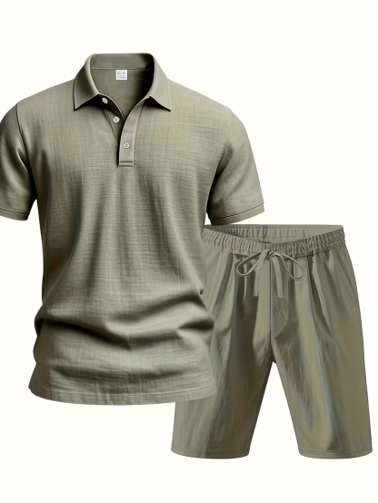 ⏰ Dernier jour : 50 % de réduction ! 🔥 – Ensemble d’été en lin pour homme avec chemise à manches courtes et short