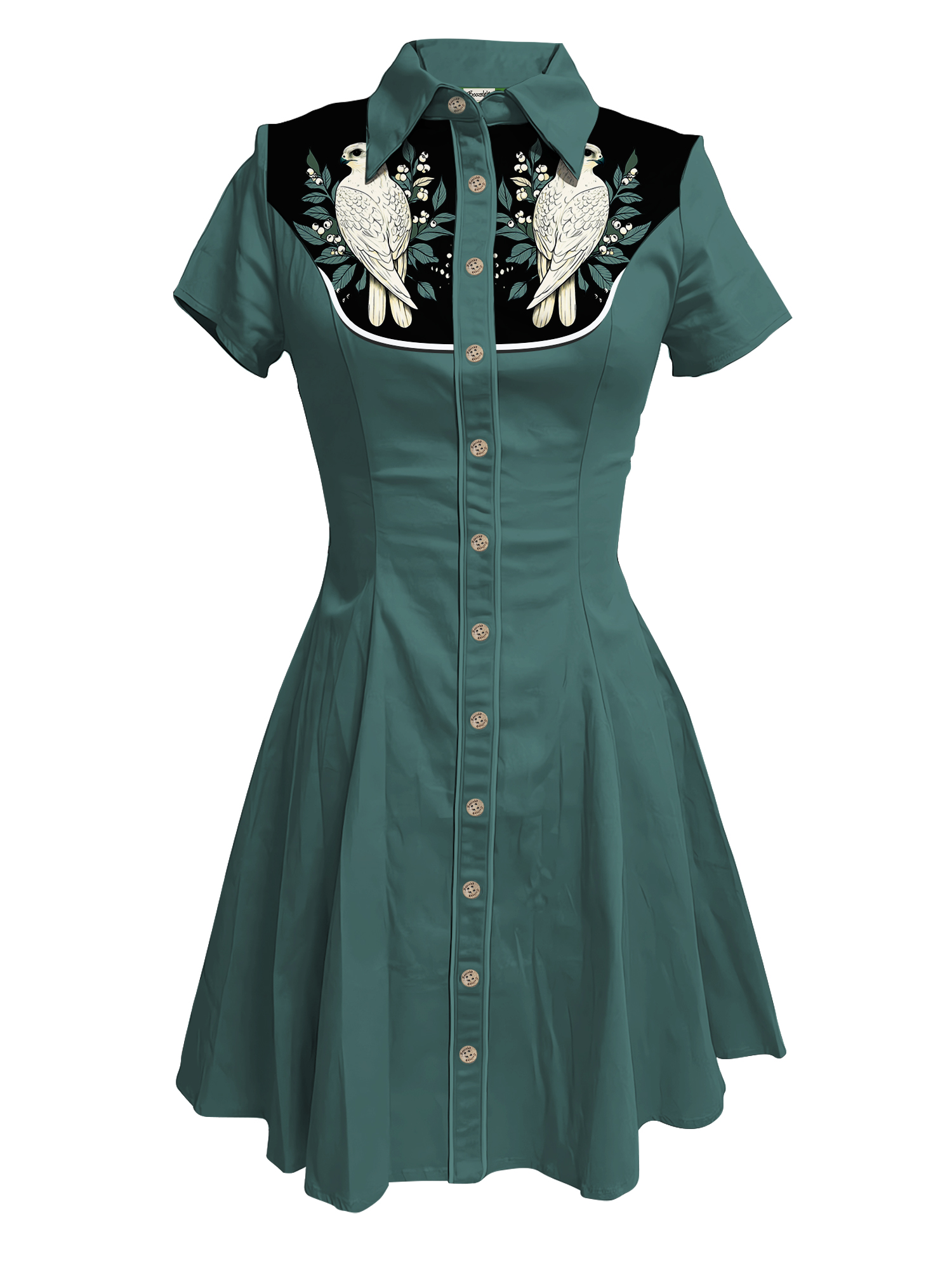 Fleurs et Oiseau – Robe 100 % Coton