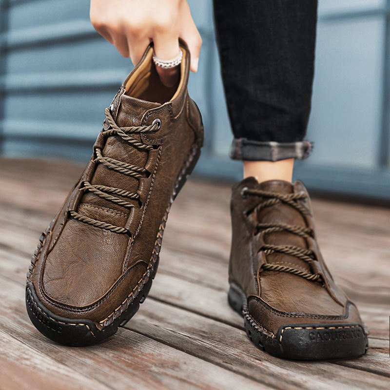 Chaussures en cuir pour hommes faites à la main - Soulage la douleur aux pieds