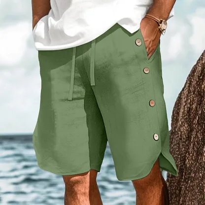 Short en lin respirant pour homme – Taille élastique, idéal pour la plage et le quotidien