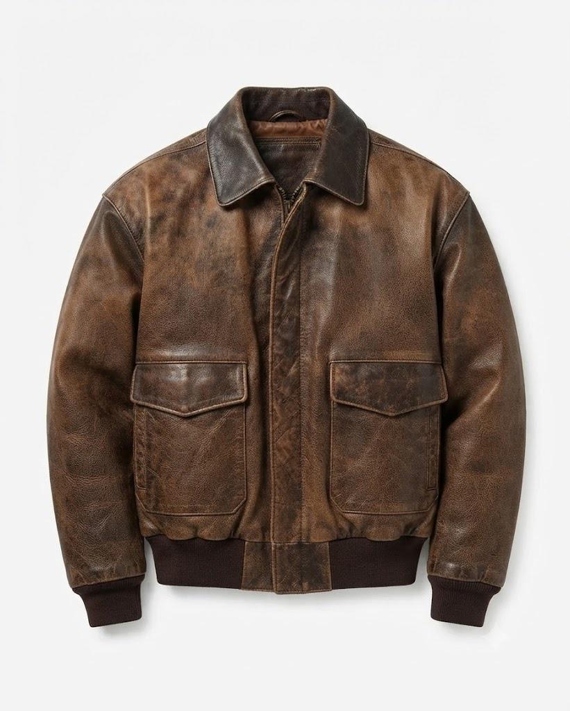 Men's Vintage Leather Aviator Jacket – Distressed Leather