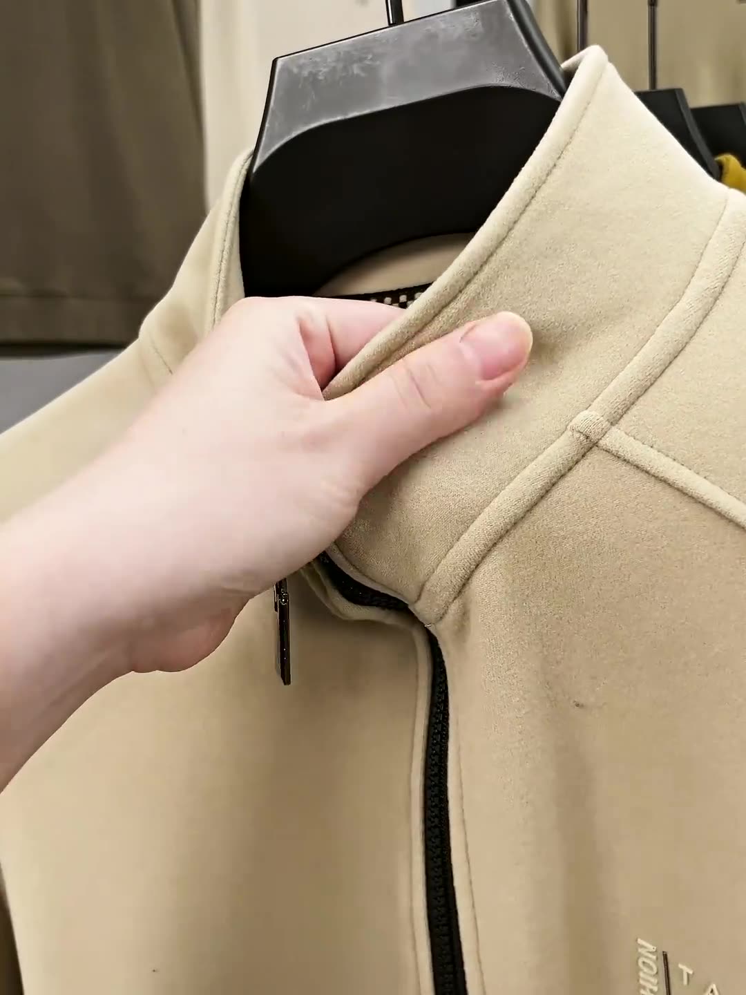 Double-sided Dove velvet men's half-zip pullover casual stand-up collar long-sleeved top