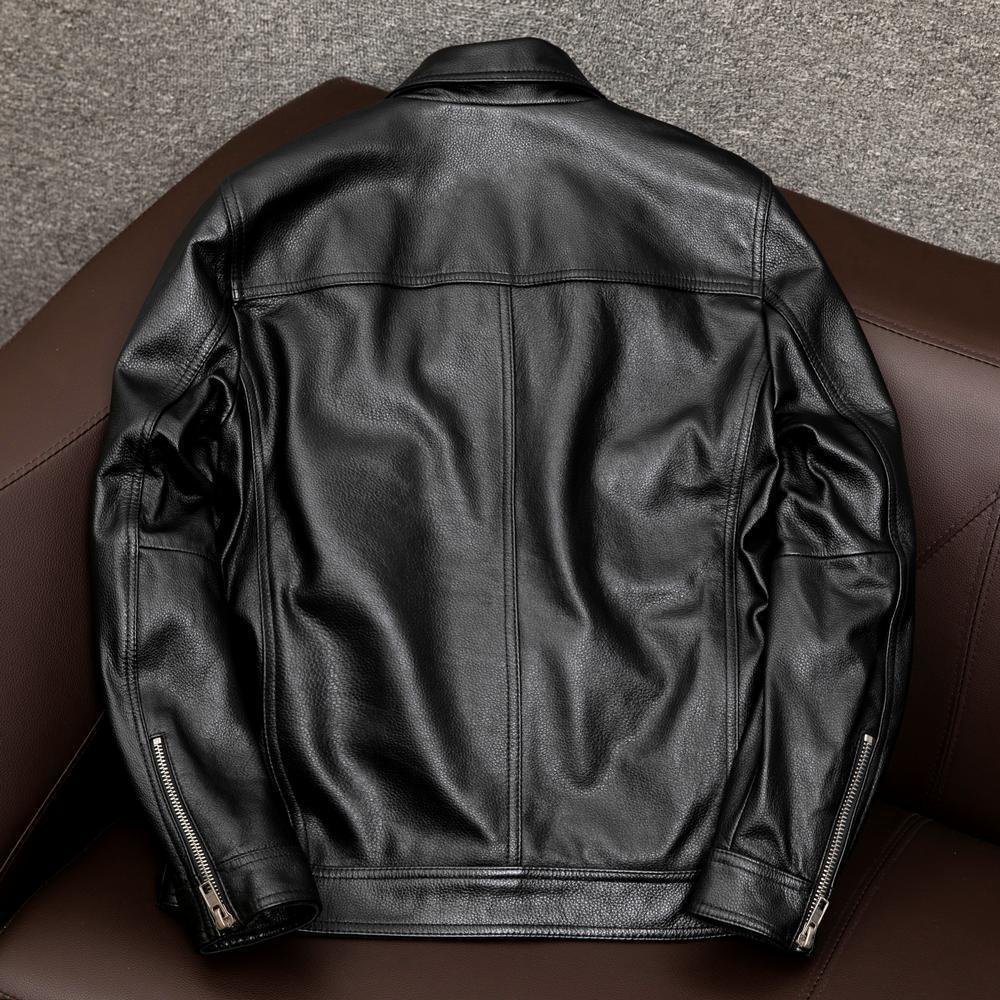 Ends soon  🔥 Up to 75% off today only!-Men's lapel cowhide leather jacket
