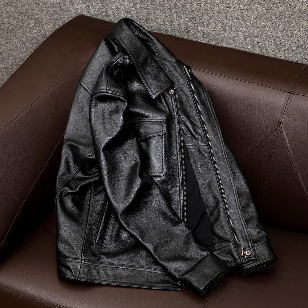 Ends soon  🔥 Up to 75% off today only!-Men's lapel cowhide leather jacket