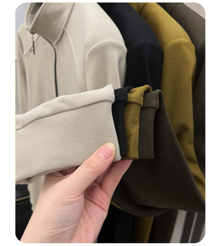 Double-sided Dove velvet men's half-zip pullover casual stand-up collar long-sleeved top