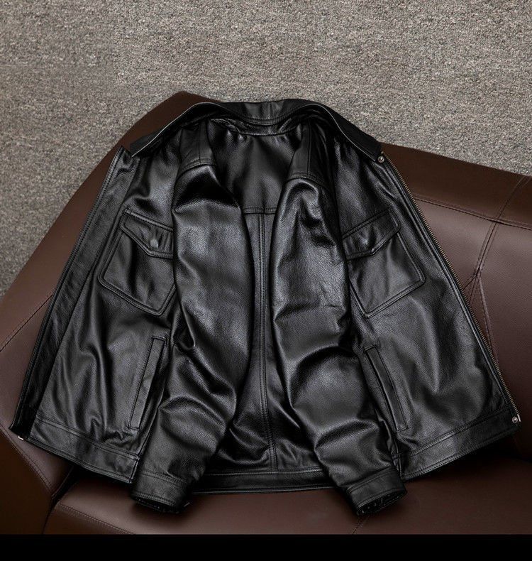Ends soon  🔥 Up to 75% off today only!-Men's lapel cowhide leather jacket