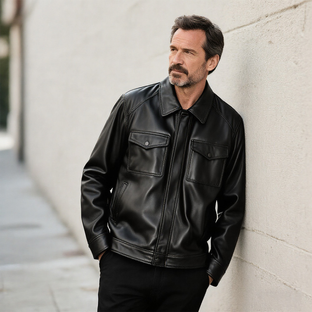 Ends soon  🔥 Up to 75% off today only!-Men's lapel cowhide leather jacket