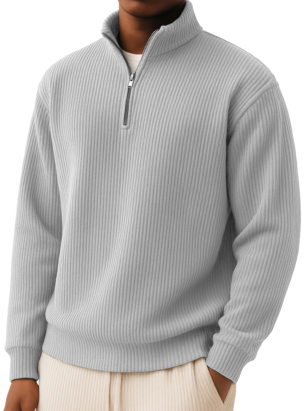 Men's Simple Casual Quarter Zip Long-sleeved Sweatshirt