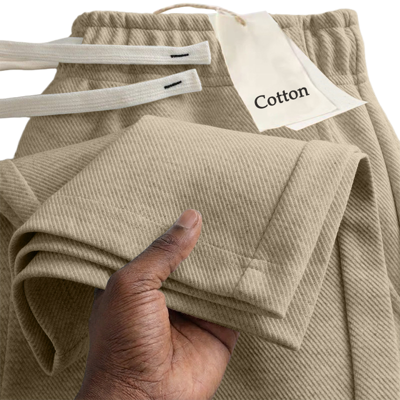 Men's Solid Color 300G Twill Cotton Sporty Casual Pants