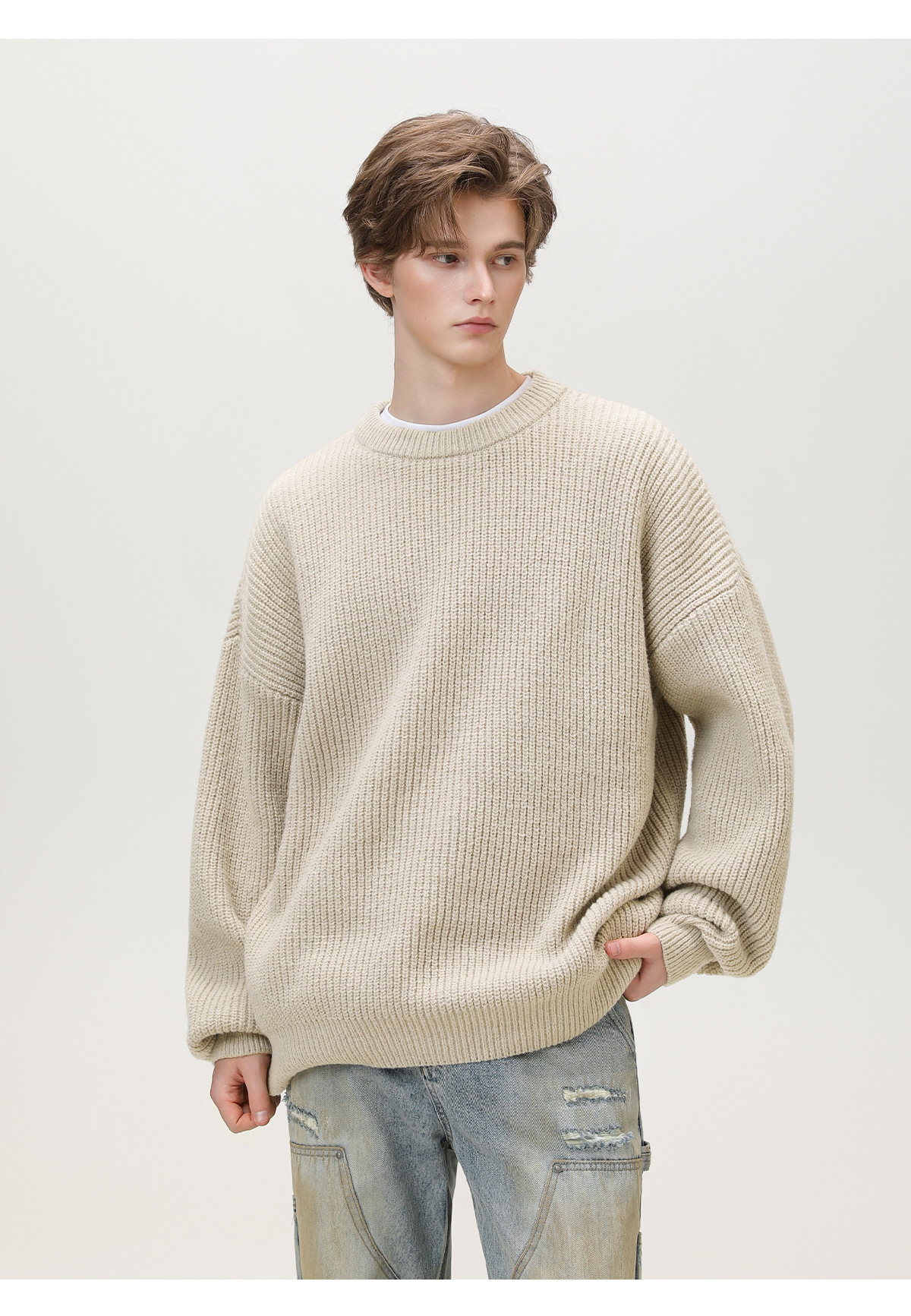Men's Chunky-Knit Crew-Neck Sweater 