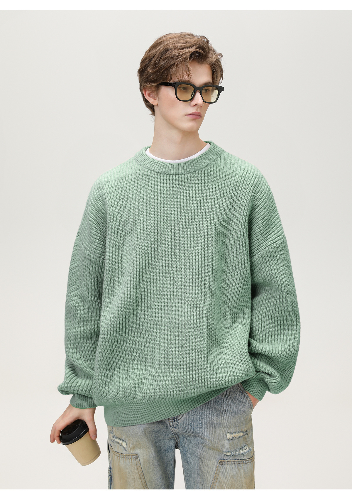 Men's Chunky-Knit Crew-Neck Sweater 