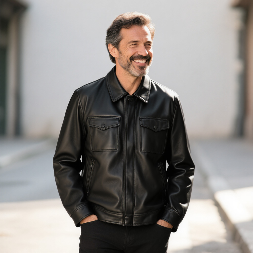 Ends soon  🔥 Up to 75% off today only!-Men's lapel cowhide leather jacket