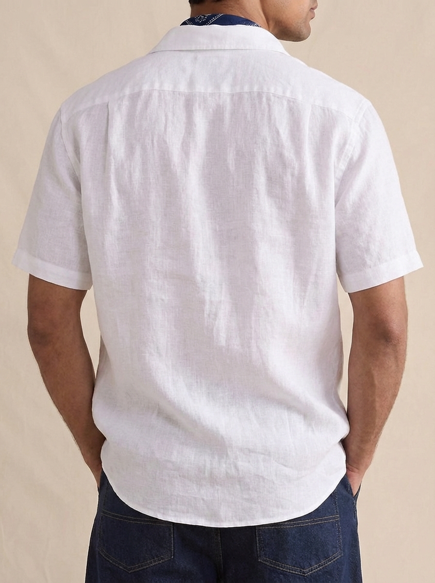 Men's Cotton Linen Breathable Short-Sleeve Shirt