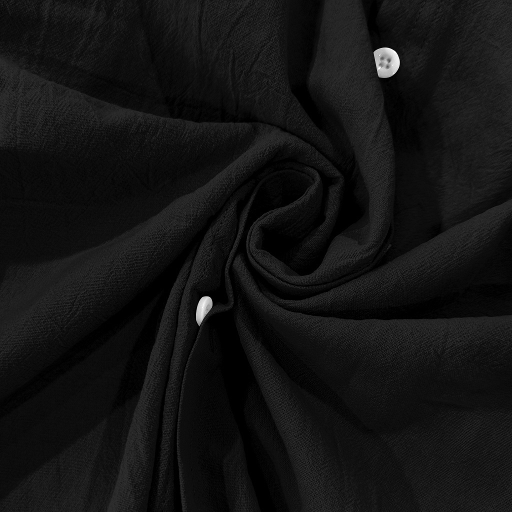 Men's long-sleeved stand-collar breathable casual linen shirt with pockets.