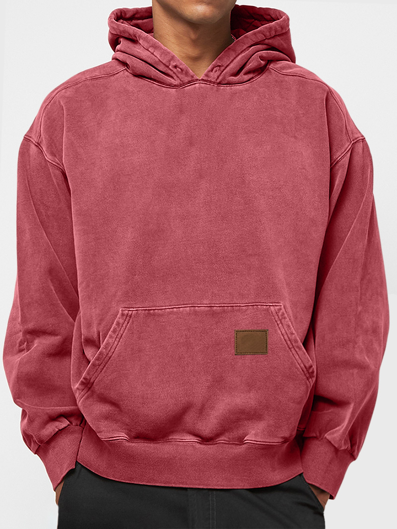 Men's 100% Cotton Washed, Distressed, Vintage Casual Logo Hooded Sweatshirt