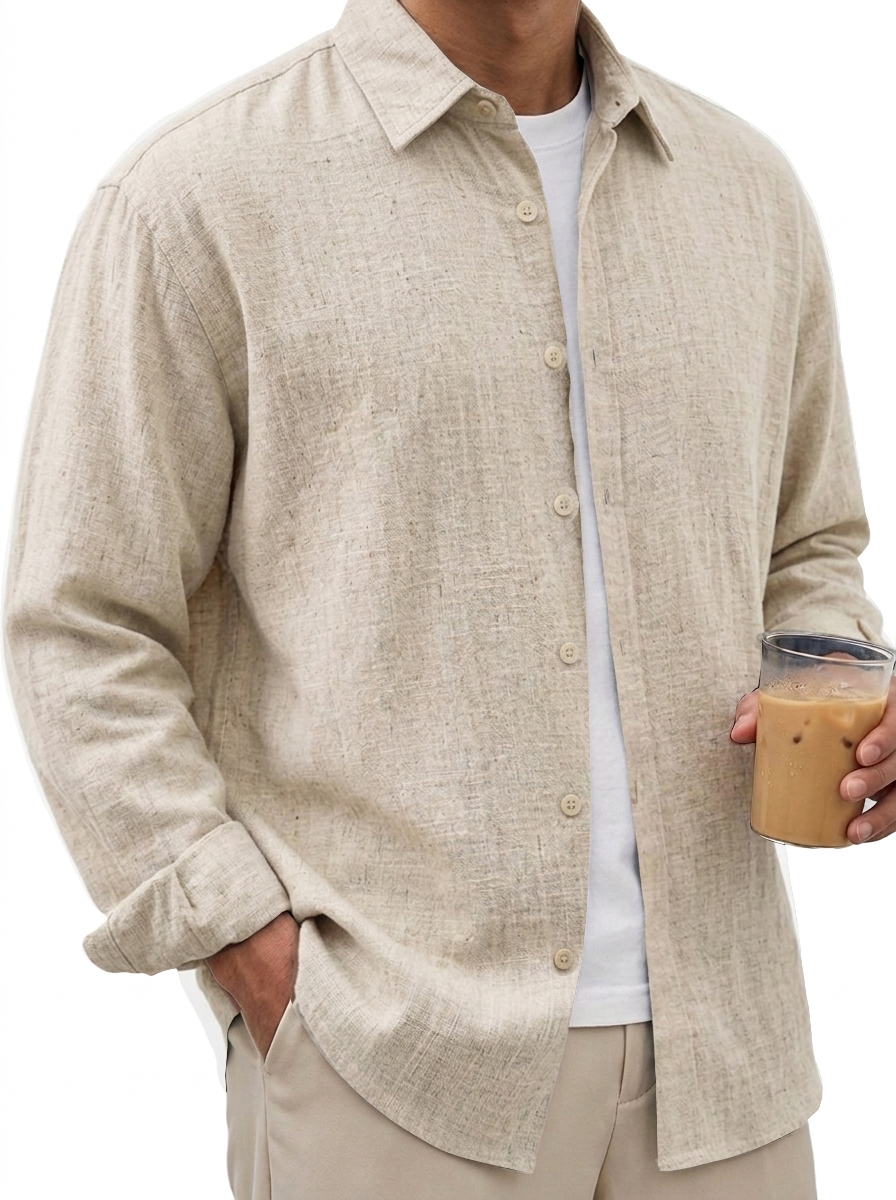 Men's Lightweight Linen-Blend Casual Shirt