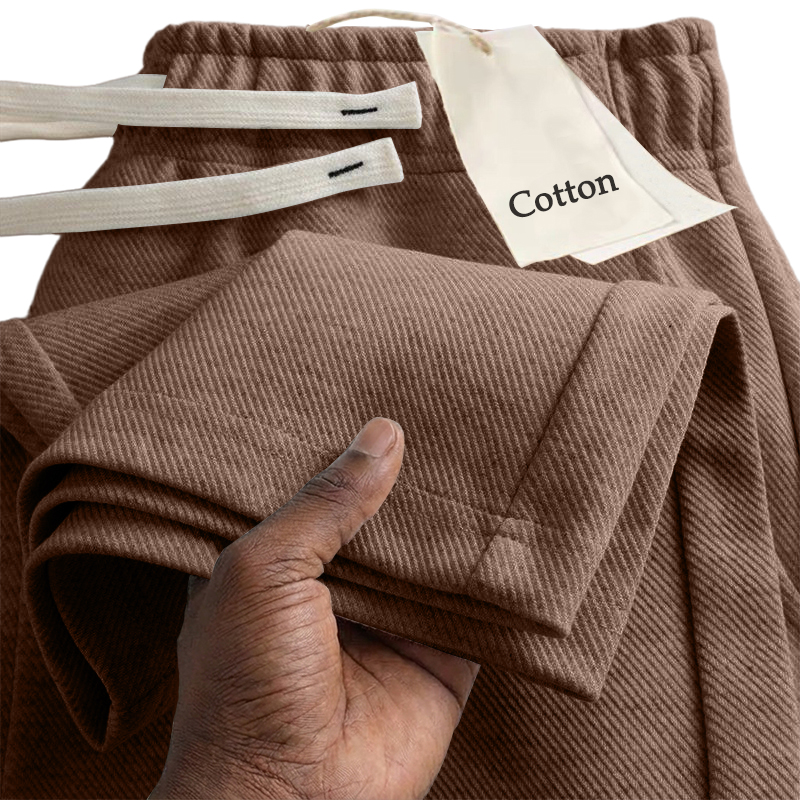 Men's Solid Color 300G Twill Cotton Sporty Casual Pants