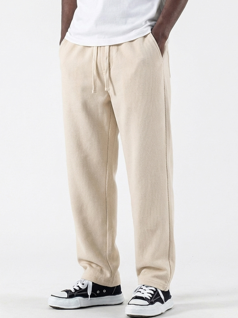 Men's Solid Color 300G Twill Cotton Sporty Casual Pants