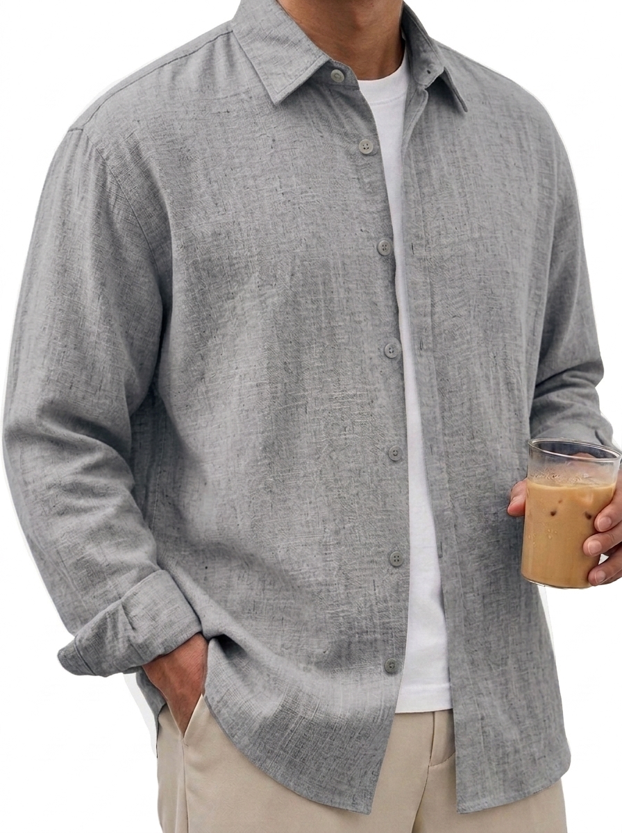 Men's Lightweight Linen-Blend Casual Shirt