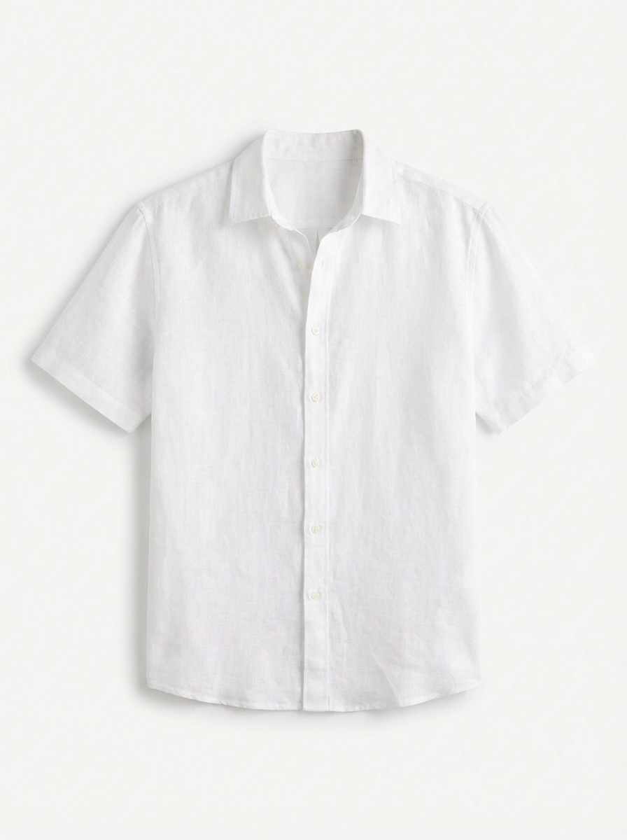 Men's Cotton Linen Breathable Short-Sleeve Shirt