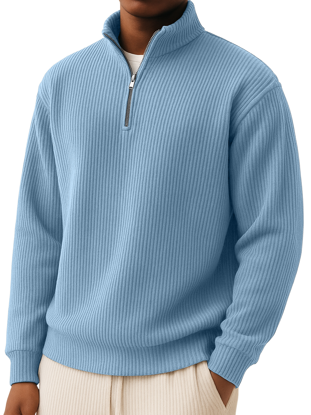 Men's Simple Casual Quarter Zip Long-sleeved Sweatshirt