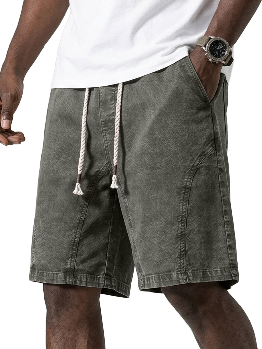 Men's Pure Cotton Versatile Washed & Distressed Deconstructed Design Loose-Fit Shorts