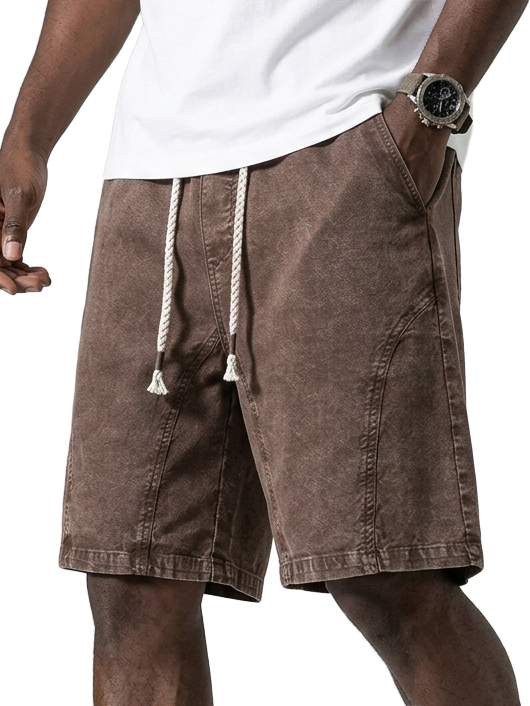 Men's Pure Cotton Versatile Washed & Distressed Deconstructed Design Loose-Fit Shorts
