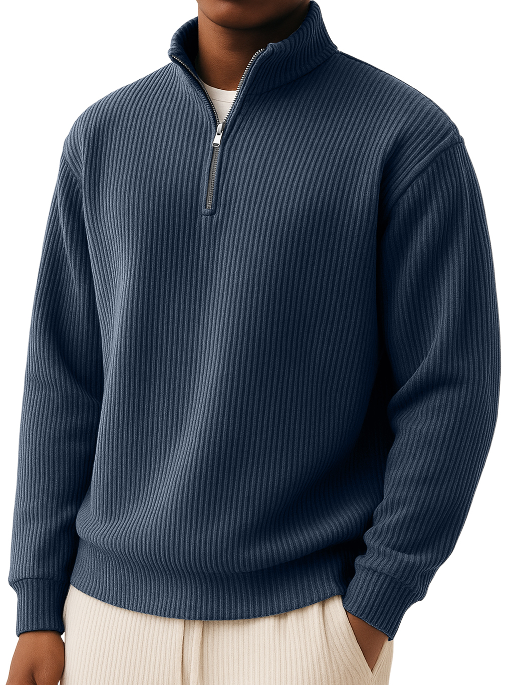 Men's Simple Casual Quarter Zip Long-sleeved Sweatshirt