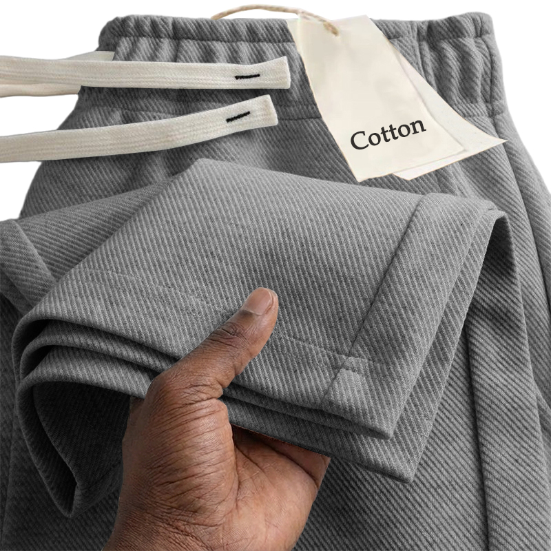 Men's Solid Color 300G Twill Cotton Sporty Casual Pants