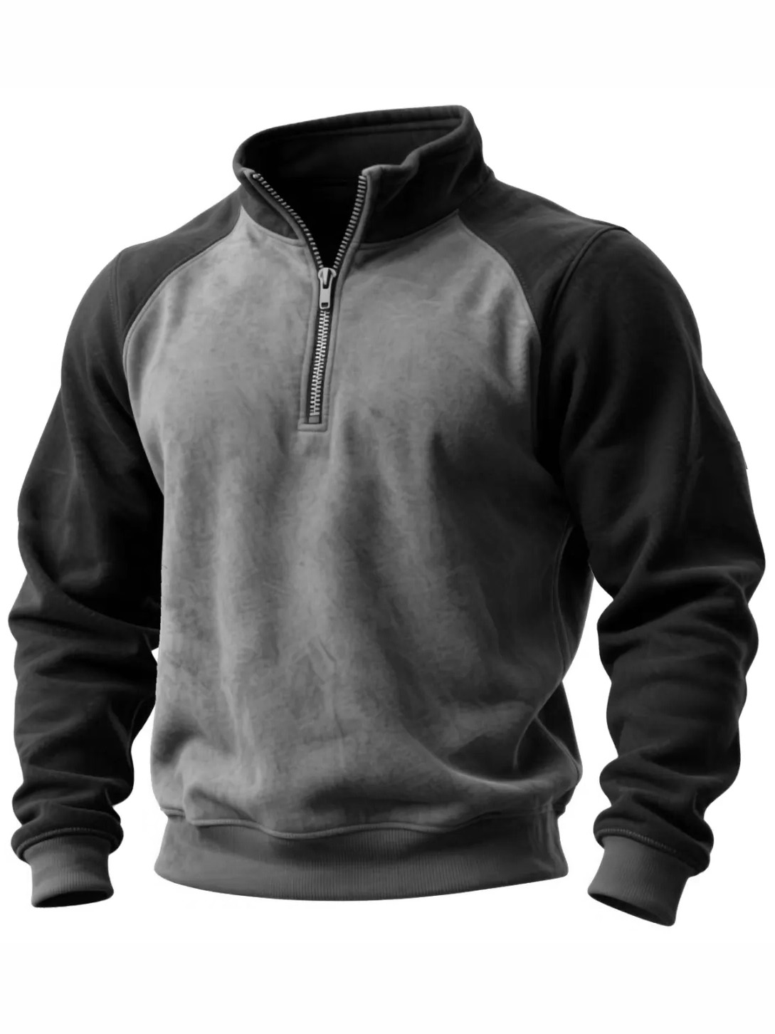 Men's Vintage Distressed Color-block Half-zip Cashmere Sports Sweater