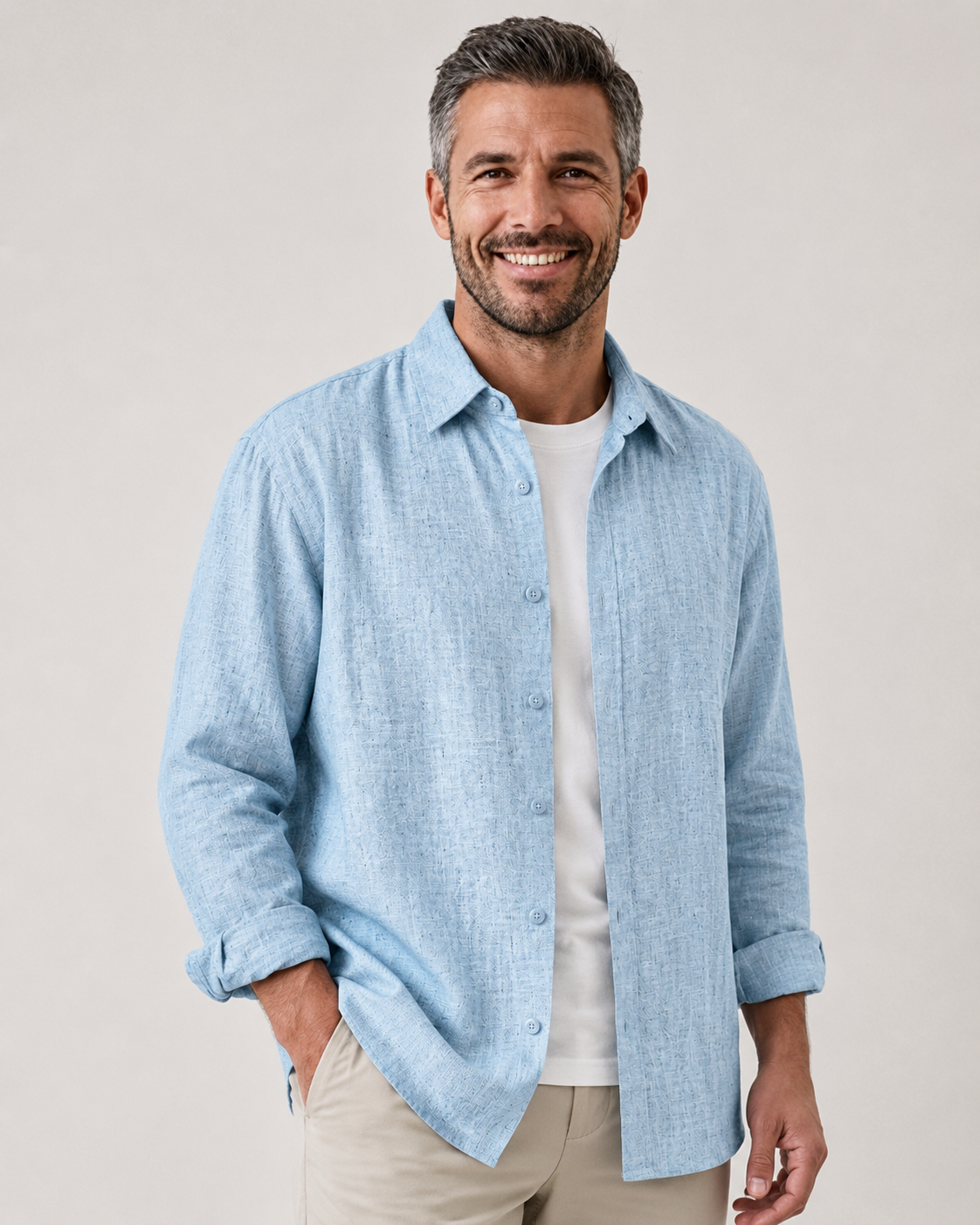 Men's Lightweight Linen-Blend Casual Shirt