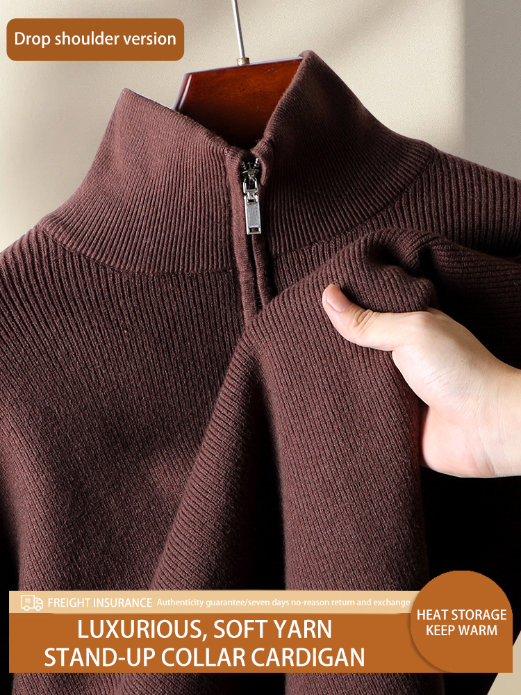 ⏰LAST DAY 65% OFF💥Men's half-zip stand-up collar sweater, slouchy knit pullover